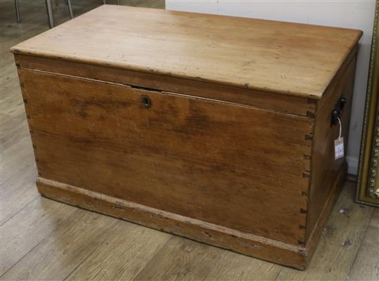 A 19th century pine blanket box W.105cm
